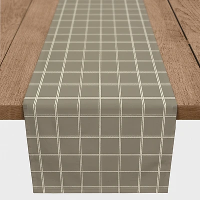 90" Taupe & White Check Cotton Twill Runner