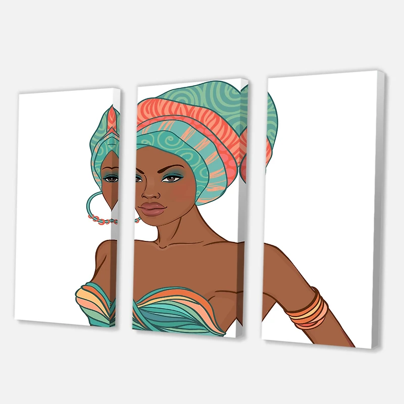 Designart - African American Woman With Earring & Turban