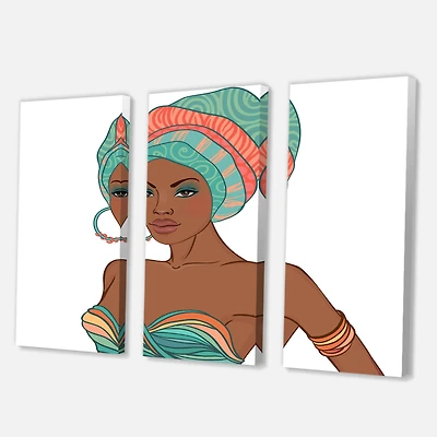 Designart - African American Woman With Earring & Turban