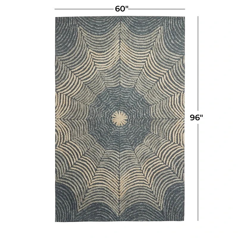 Light Gray Wool Contemporary Hand Hooked Rug, 5ft. x 8ft.