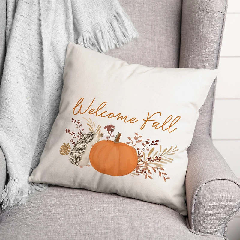 Welcome Fall Hedgehog Throw Pillow