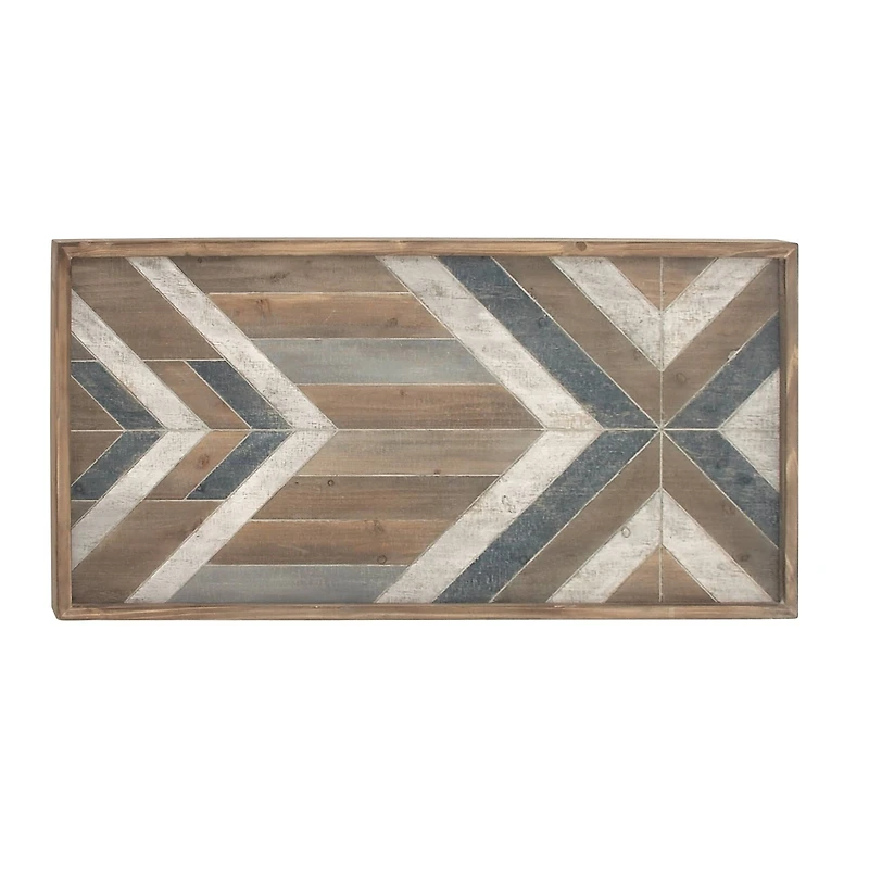 Grey Farmhouse Abstract Wood Wall Decor, 23" x 46"
