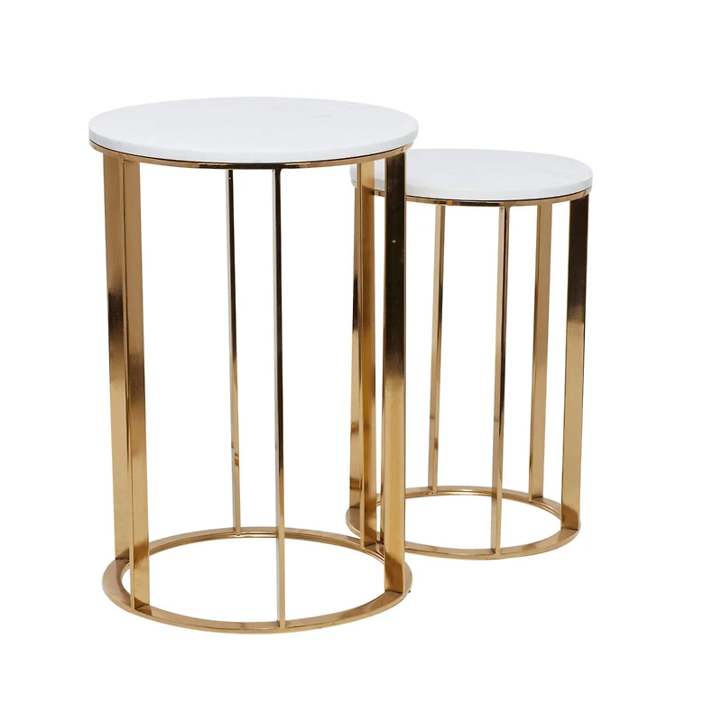16" Gold Iron Contemporary Accent Table Set