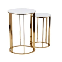 16" Gold Iron Contemporary Accent Table Set
