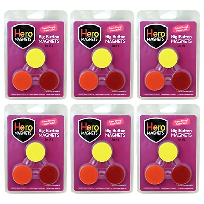 Hero Magnets™ Big Button Magnets, 6 Packs of 3