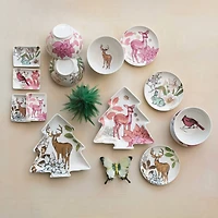 Hello Honey® 9" Tree Shaped Deer Stoneware Plate Set