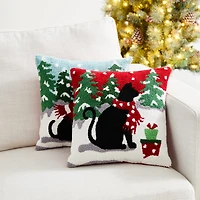 Glitzhome® Hooked Christmas Dog & Cat Throw Pillow Set