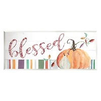 Stupell Industries Blessed Striped Festive Pumpkin Wall Plaque Art