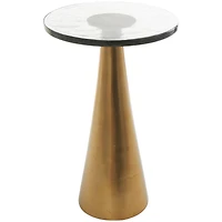 22" Gold Aluminum Geometric Cone Accent Table with Glass Tabletop