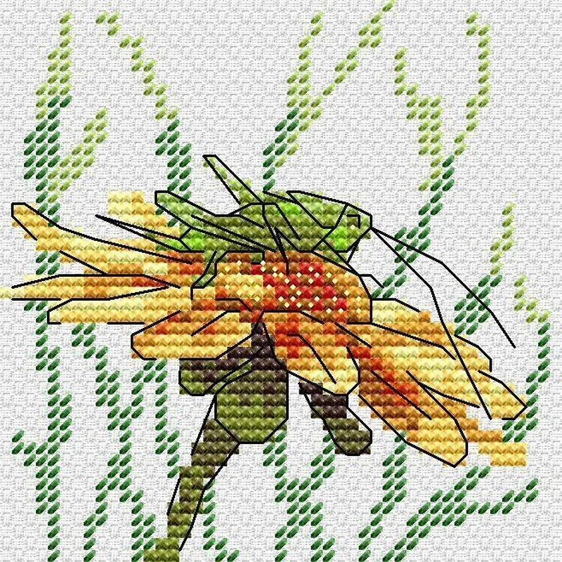 MP Studia Grasshopper On Coneflower Counted Cross Stitch Kit