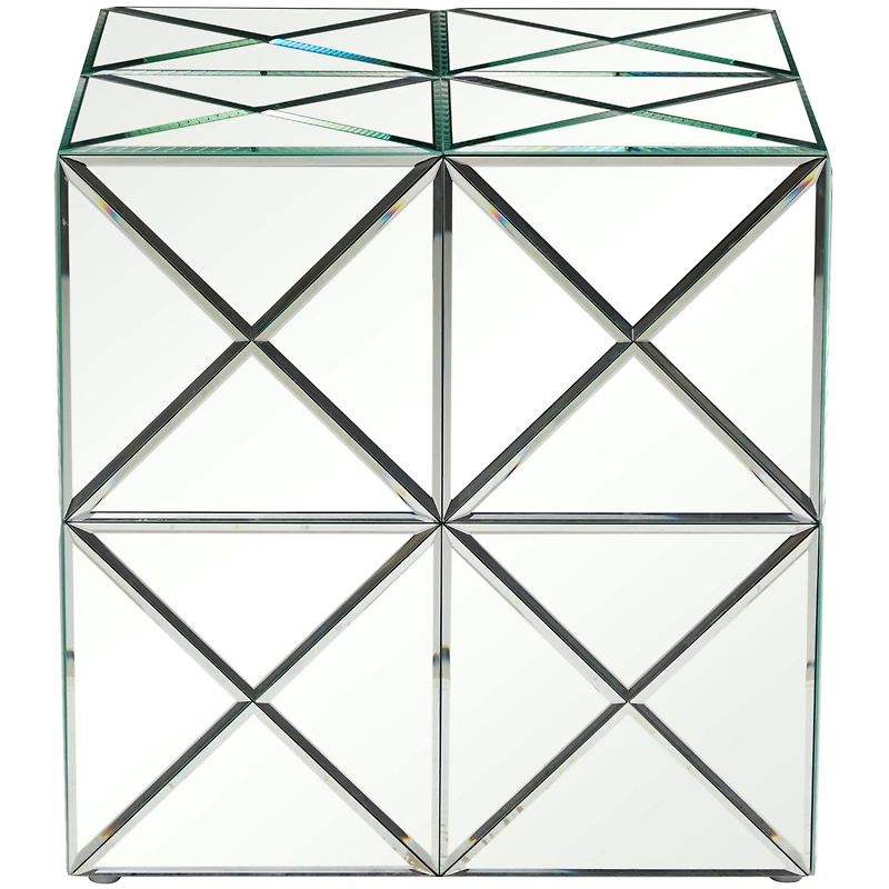 Silver Wood Mirrored Accent Table 18" x 18" x 18"