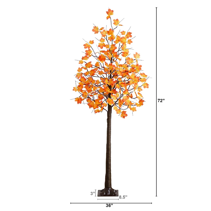 6ft. Pre-Lit Minimalist Autumn Maple Artificial Fall Tree with 120 Warm White LED Lights