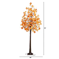 6ft. Pre-Lit Minimalist Autumn Maple Artificial Fall Tree with 120 Warm White LED Lights