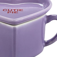 Miss Valentine Purple Ceramic Candy Heart Mug & Saucer