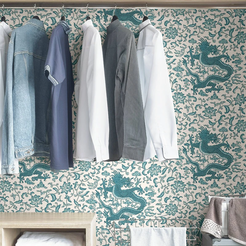 Scalamandre Peacock Chien Dragon Peel & Stick Wallpaper