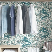 Scalamandre Peacock Chien Dragon Peel & Stick Wallpaper