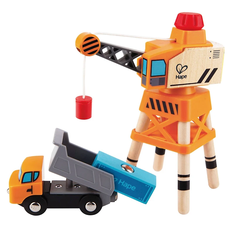 Hape Large Boom Crane & Truck Set