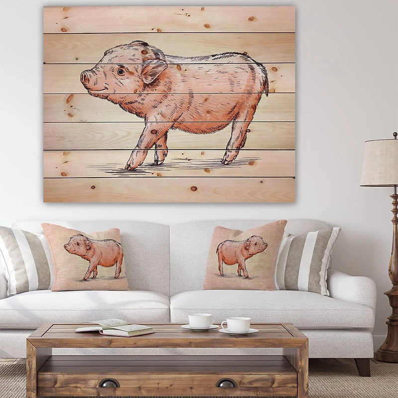 Designart - Happy Pig Portrait in Brush Painting