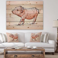 Designart - Happy Pig Portrait in Brush Painting
