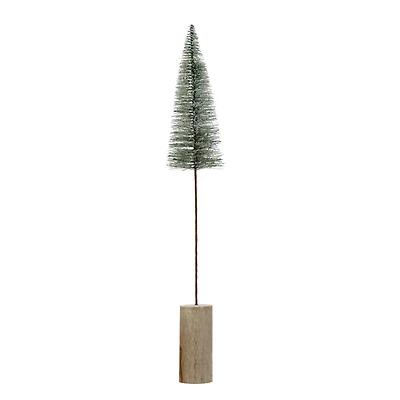 Hello Honey® 3ft. Faux Green Tree with Snow Finish & Wood Base