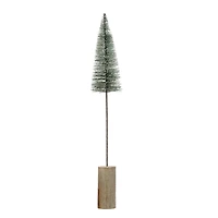 Hello Honey® 3ft. Faux Green Tree with Snow Finish & Wood Base