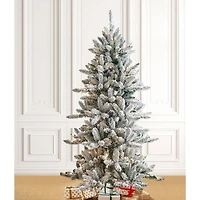 6ft. Pre-Lit Flocked Fir Artificial Christmas Tree, Warm White LED Lights