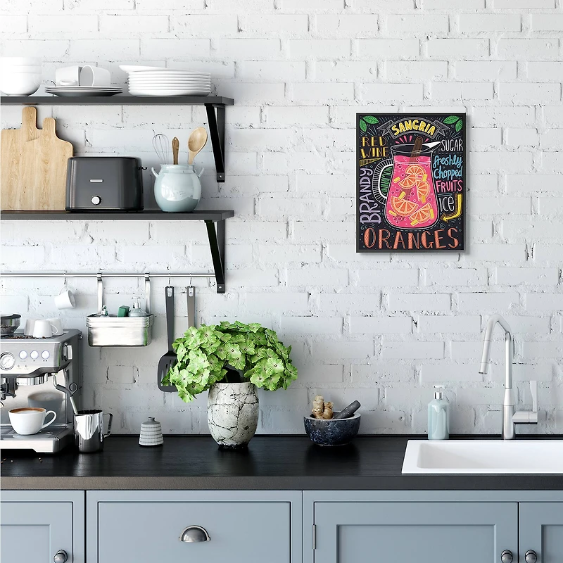 Stupell Industries Summer Sangria Pitcher Chalk Style Wall Accent with Black Frame