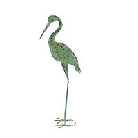 45" Green Metal Cranes Garden Sculpture Set