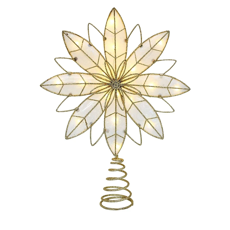 10" Iridescent & Glitter Gold Snowflake Lighted Tree Topper by Ashland®