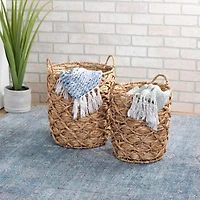 Honey Can Do Natural Round Decorative Wicker Basket Set