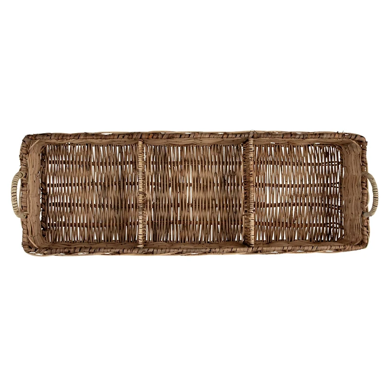 Hello Honey® 23" Natural Rattan Hand-Woven Sectioned Basket