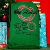 19" x 26" Express Delivery Green Christmas Cotton Drawstring Bag