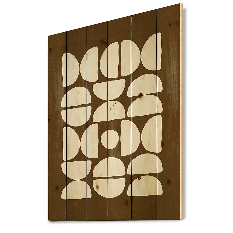 Designart - Abstract Composition of Minimal Half Moons - Modern Print on Natural Pine Wood