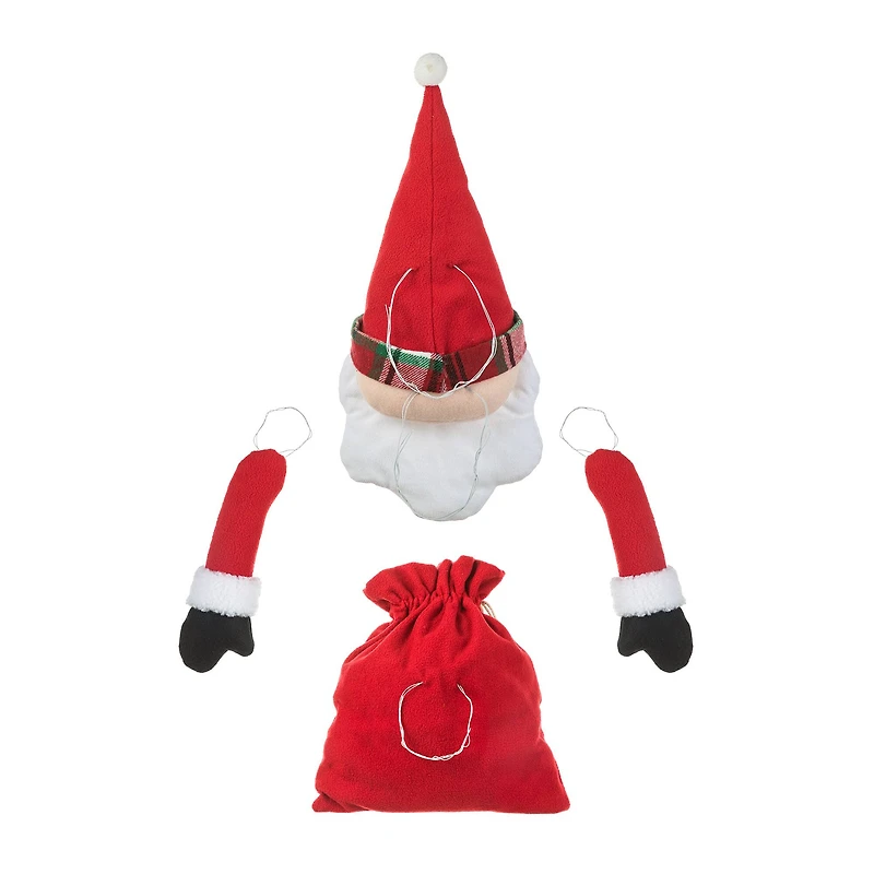 Glitzhome® 20" Jumbo Christmas Fabric Santa Ornament Set