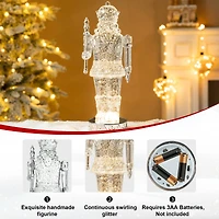 Glitzhome® 12.5" Lighted Acrylic Crystal Nutcracker Figurine Waterglobe
