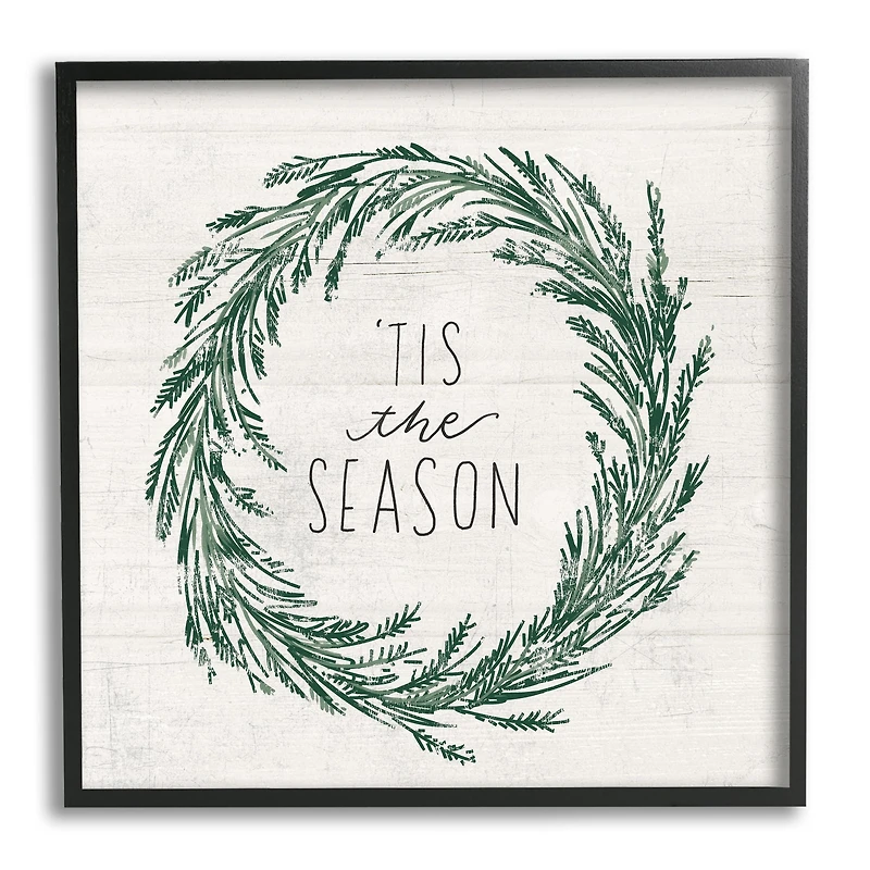 Stupell Industries Tis The Season Holiday Wreath Framed Giclee Art