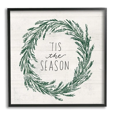 Stupell Industries Tis The Season Holiday Wreath Framed Giclee Art