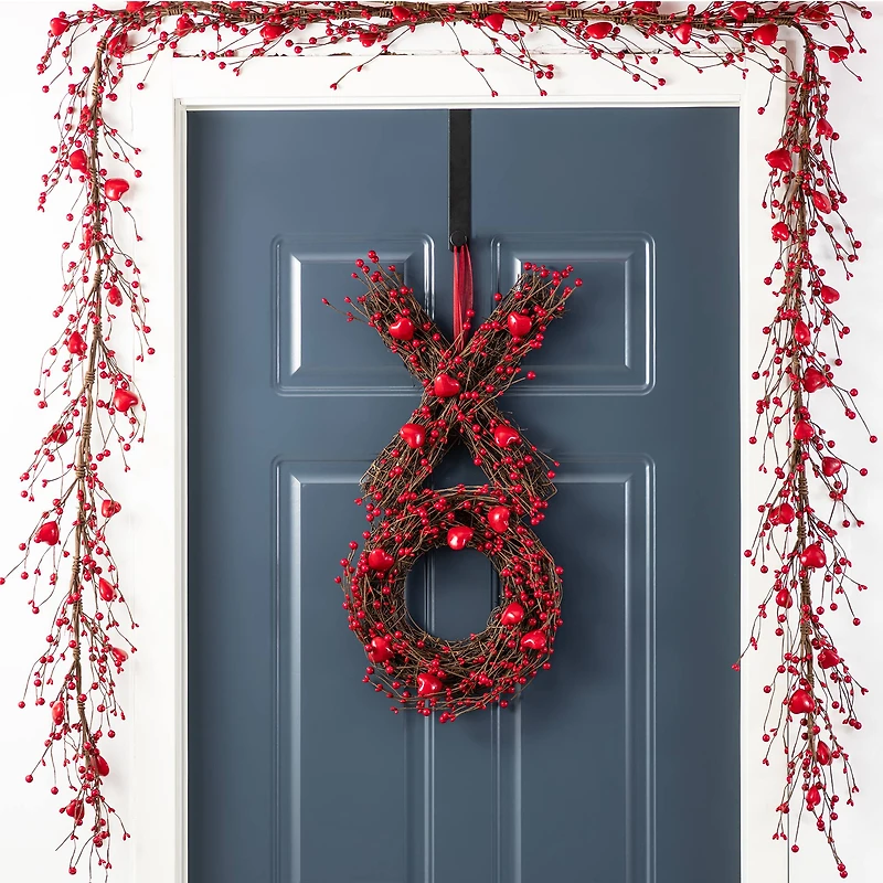 Glitzhome® 6ft Valentine's Red Berry Garland