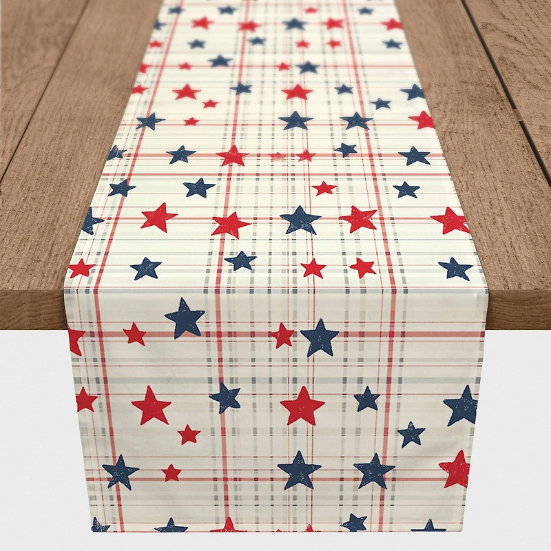 16" x 72" Plaid Star Pattern Cotton Twill Table Runner