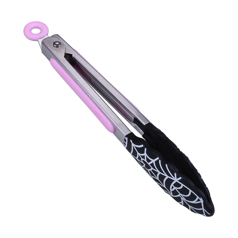Mini Pink & Black Spiderweb Silicone Tongs by Makery™
