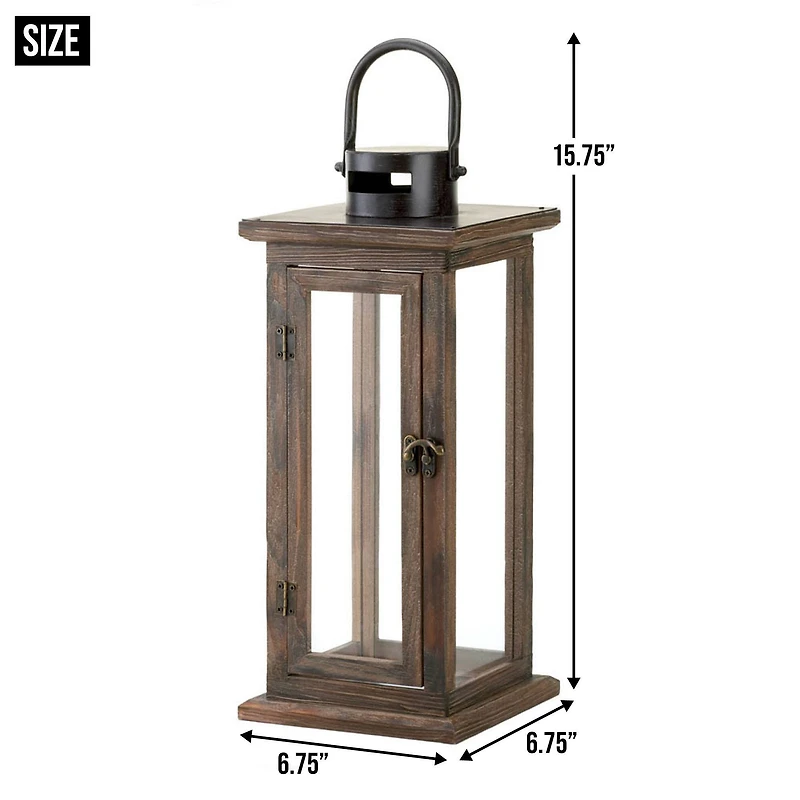 15.75" Lodge Wooden Lantern