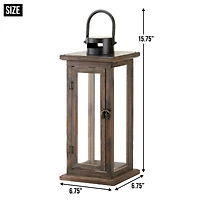 15.75" Lodge Wooden Lantern