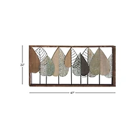 47" Brown Modern Leaves Wall Décor
