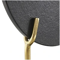 20" Black Marble Abstract Textured Disk Sculpture