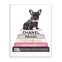 Stupell Industries Fashion Book Stack & French Bulldog Wall Plaque
