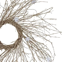 42" Pre-lit LED Champagne Gold Glittered Twig Artificial Christmas Wreath