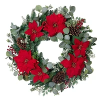 30" LED Red Poinsettia Christmas Wreath