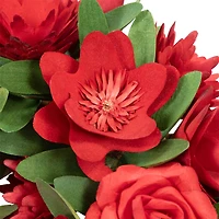 15" Red Mixed Floral Artificial Valentine's Day Heart Wreath