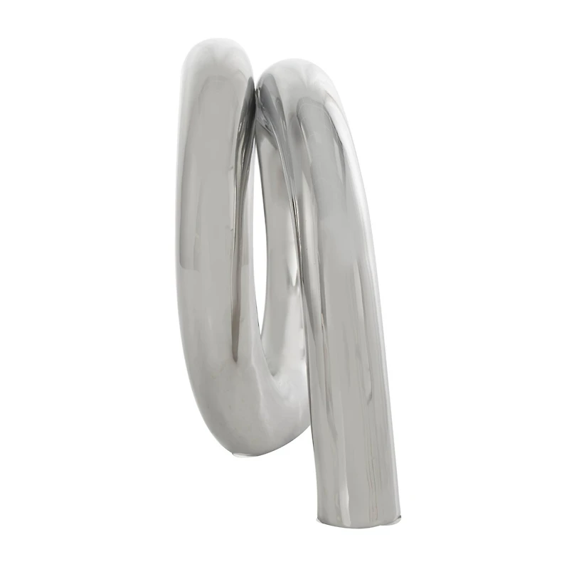 11.5" Silver Ceramic Abstract Rounded Loop Sculpture