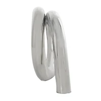 11.5" Silver Ceramic Abstract Rounded Loop Sculpture